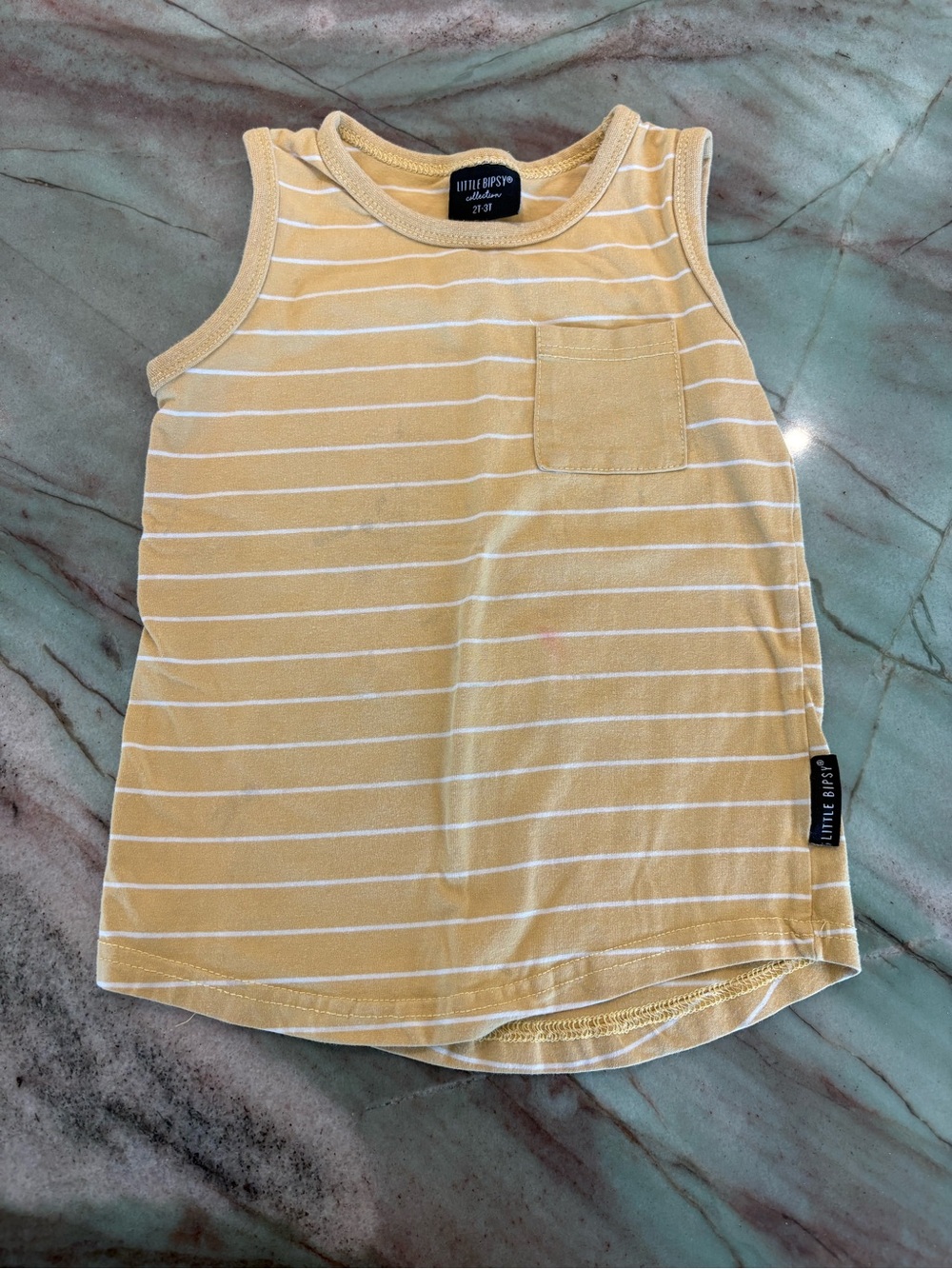 Little Bipsy Mustard Yellow & White Striped Tank Top